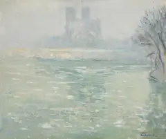 Notre dame by André Barbier, oil, sold Oct 2022