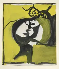 Interlocking form (green) by Graham Sutherland, Ink and gouache, sold Oct 2022