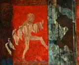 Interior with unheeding dancer, pompeii by Victoria Crowe, oil, sold Oct 2022