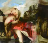 Aphrodite enters the sea at paphos by Simon Casson, oil, sold Oct 2022