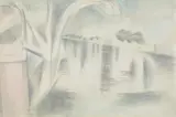 River & trees by Paul Nash, watercolour, sold Oct 2022