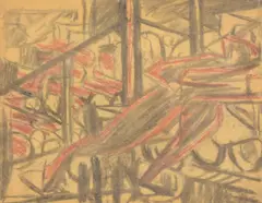Bomb store by David Bomberg, 1942, watercolor, sold Oct 2022