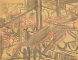 Bomb store by David Bomberg, 1942, watercolor, sold Oct 2022