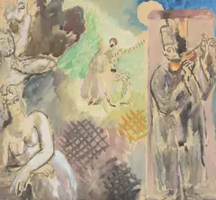 Design for a screen by Duncan Grant, 1924, Pencil, watercolour and gouache, sold Oct 2022