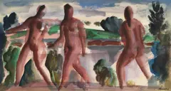 The bathers by Bernard Meninsky, Watercolour, sold Oct 2022