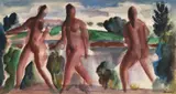 The bathers by Bernard Meninsky, Watercolour, sold Oct 2022