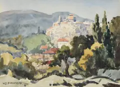 Cagnes by Walter James Steggles, 1947, watercolor, sold Oct 2022