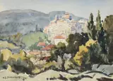 Cagnes by Walter James Steggles, 1947, watercolor, sold Oct 2022
