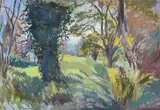 Landscape - wye valley by Phyllis Bray, watercolor, sold Oct 2022
