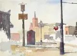 Guardian angels, mile end by Elwin Hawthorne, 1931, watercolor, sold Oct 2022