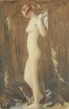 Standing nude by Ambrose McEvoy, 1923, Pencil, watercolour and gouache, sold Oct 2022