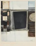 Forms - black, blue and russet i by Alan Reynolds, watercolor, sold Oct 2022