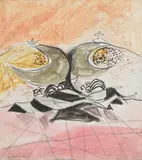 Interlocking hills by Graham Sutherland, 1945, watercolour, sold Oct 2022