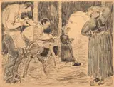 Breton sabotmakers by Robert Bevan, Charcoal and crayon, sold Oct 2022