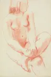 Seated nude with crossed legs by Frank Dobson, drawing, sold Oct 2022