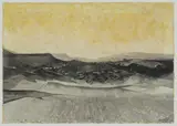 Yellow landscape by Alan Reynolds, Watercolour and inkSigned and dated '57, sold Oct 2022