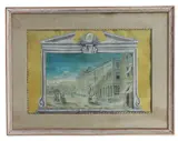 Design for backdrop, bath by Oliver Messel, watercolour, sold Oct 2022