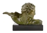 Buste de Jean Mermoz à l'écharpe by Alexandre Kelety, bronze, sold Jun 2023