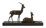 An Art Deco bronze group of two antelope, on black marble plinth by Georgij Dmitrievic Lavroff, 1935, bronze, sold Jun 2023