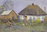 In Poltava Region by Ivan Andriyovich Tyukha, oil on board, sold Jun 2023