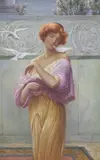Classical beauty with doves by W. Milner Knight, 1927, oil on canvas, sold Jun 2023