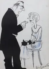 Let us not forget, Lady Littlehampton, that wise men are not members of the Government! by Osbert Lancaster, ink and blue, sold Jun 2023
