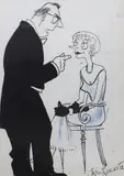Let us not forget, Lady Littlehampton, that wise men are not members of the Government! by Osbert Lancaster, ink and blue, sold Jun 2023