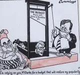 I'm relying on you, Mr Clarke, for a budget that will restore my popularity by Michael Cummings, ink and watercolour, sold Jun 2023
