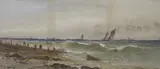 Fishing boats along the coast by William Henry Earp, watercolour, offered Jun 2023