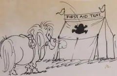 Safe Landing by Norman Thelwell, ink, sold Jun 2023