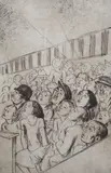 Watching the Aerial Act by Laura Knight, etching, sold Jun 2023