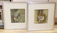 Figures riding buffalos, 21 x 19.5cm by Graciela Rodo Boulanger, print (other), offered Jun 2023