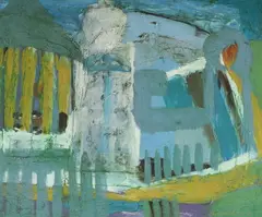 Mediterranean church by Padraig Macmiadhachain, oil on board, sold Jun 2023