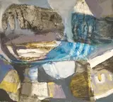 Winds in the ash rocks, Paseo de las Canteras, Canary Islands by Padraig Macmiadhachain, oil on board, sold Jun 2023