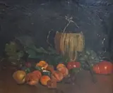 Still life of fruit by J. Bernard, oil on canvas, sold Jun 2023