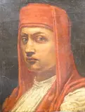 Portrait of a crusader by Louis Gallait, oil on canvas, sold Jun 2023
