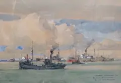 Southend Anchorage 1941 by Neville Sotheby Pitcher, watercolour, sold Jun 2023