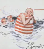 The Optimist by Gilbert Wilkinson, ink and gouache, sold Jun 2023
