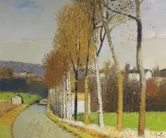 Route en Ile de France by Gerard Passet, oil on canvas, sold Jun 2023