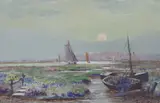 Estuary at sunset, possibly a view of Rye by Sidney Pike, 1917, oil on board, sold Jun 2023