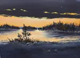 Sunset in winter by Barry A. Burdeny, acrylic on canvas, sold Jun 2023