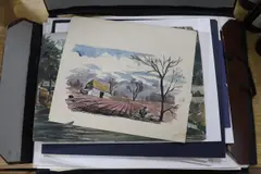 Portfolio of predominantly watercolours by Michael Lawrence Cadman, watercolor, sold Jun 2023