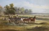 Harvesting in Sussex by Henry Earp Snr, 1884, watercolour, sold Jun 2023