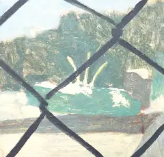 Wire Fence by Gary Neil McDonald, oil on panel, offered Jun 2023