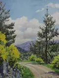 Alpine road by Deirdre Henty-Creer, oil on canvas, offered May 2023