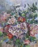 Still life of flowers by Ottilie Tolansky, oil on canvas, sold May 2023