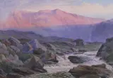 Sunset at Idwal, North Wales, 1892 by John Henry Leonard, watercolour, sold May 2023