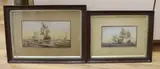 Europe's first recognition of the American flag 1778' and 'The Victory breaking the line at Trafalgar by Chevalier Eduardo de Martino, c.1881, watercolor, sold May 2023