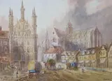 Street scene Louvain by Edward Nevil, watercolour, sold May 2023
