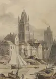 St Mary Church, Redcliffe, Bristol by William Fleetwood Varley, ink and watercolour, offered May 2023